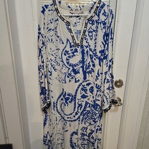 Soft Surroundings Blue and Cream Dress